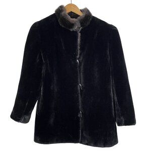 VTG Borgazia Black & Brown Faux Fur Womens Coat Sz XL